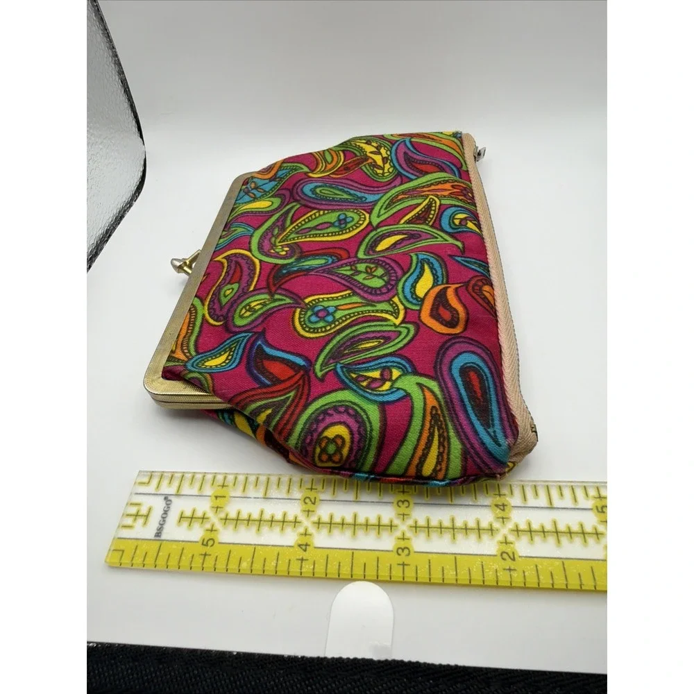 Vintage Small Snap Clutch With Bottom Zip Taiwan Bright Colors Retro‎ Flowers